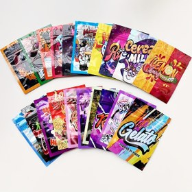 Resim 100 adet Canlı Holografik Mylar Poşetleri - 7x10cm Tekrar Kullanılabilir, Kokusuz, Kendinden Kapalı Fermuarlı Gıda Saklama Poşetleri Şeker, Tatlılar, Gummies, Çikolata için | Şeffaf Pencere ile Renkli Tasarımlar, Tekrar Kullanılabilir Plastik Ambalaj Poşeti, Canlı Baskı Kalitesi 