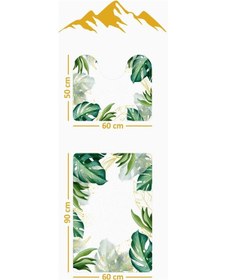 Resim Modern Desenli Dijital Baskı 3 Lü Banyo Paspas Takımı Yıkanabilir Kaymaz Tabanlı Klozet Takımı Klz0028 Renkli 