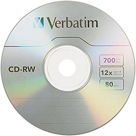 Resim Verbatim CD-RW 700MB 4X-12X Yeniden Yazılabilir Boş Medya - İnce Mücevher Kılıflarında 10 Disk, Gümüş 