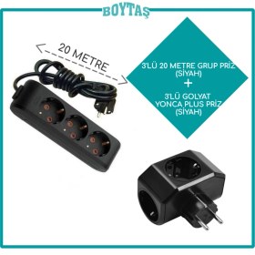 Resim Viko 3'lü Siyah Grup Priz + Siyah Yonca Plus Golyat 