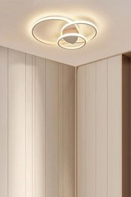 Resim Sole Modern Tasarım Salon - Mutfak - Hol Beyaz Led 3 Lü Avize (Beyaz) 