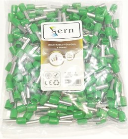 Resim 6mm Tek Girişli İzoleli Kablo Yüksüğü - Fransız Norm Yeşil 1 Paket 250 Adet 