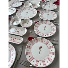 Resim Yiğit Seramik Züccaciye Lavinya Model 12 Kişilik 21 Parça Röfyeli Modern Kahvaltı - Brunch Takımı (Fuşya) 