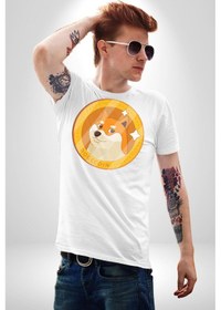 Resim Doge Coin Unisex Unisex Beyaz Organik Baskılı T-shirt Penye Yüksek Kalite Beyaz 