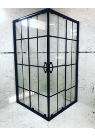 Resim Nokta Duşakabin Teknesiz Kare Cam Duşakabin Karolaj Desenli Şeffaf 