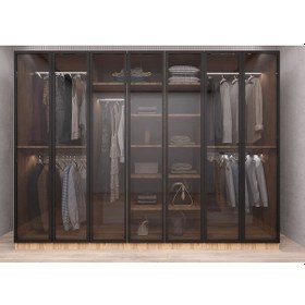 Resim Vetra Reflekte Cam 7 Kapaklı Gardırop Montaj Dahil - Çam 280 Cm 