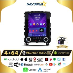 Resim Navistar Renault Megane 4 Tesla 4gb 64gb 2017-2023 Model Android Qled Kablosuz Carplay Navigasyon Multimedy 