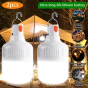 Resim Kanca ile 2 veya 4 LED Kamp Işıkları, USB Şarj Edilebilir Mini Taşınabilir Dış Mekan Acil Durum Işığı, Lityum Pil Güçlü Fener Kamp, Yürüyüş, Balık Tutma, Ev, Parti, İç ve Dış Mekan Kullanımı için 