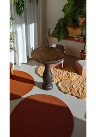 Resim Doğal Masif Ahşap Ceviz Renk Yan Sehpa Tekli Mantar Sehpa Kahverengi 