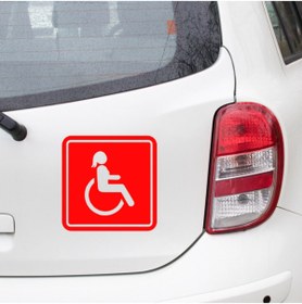 Resim MIGNATIS Engeli Arabası Ve Engelli Erkek Araba Işareti Sticker 45cm - Kırmızı 