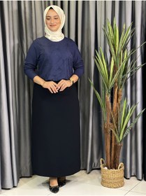 Resim Butik büyük beden Yırtmaçlı Krep Etek 