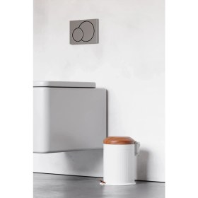 Resim Paslanmaz Çelik Vintage Çöp Kovası Beyaz -Amortisör Kapaklı Iç Kovalı Banyo,mutfak,ofis 