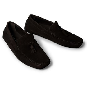 Resim Calvin Klein %100 Dana Süet Kahve Erkek Loafer DRIVER TASSELS SU 