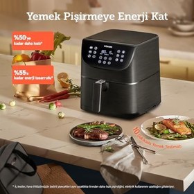 Resim COSORI Airfryer Sağlıklı ve Verimli 5,5 L Sıcak Hava Fritözü, 11 Ön Ayarlı, Ön Isıtma ve Sıcak Tutma Işlevleri, Dijital Dokunmatik LED Ekran, Bulaşık Makinesinde Yıkanabilir, 1700W 