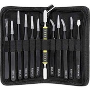 Resim Neevoyu 12'li Antistatik Manyetik Olmayan Paslanmaz Çelik Pinç Seti Depolama Çantası İle 