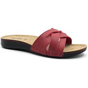 Resim Aryan 11-901 D.r Tavsiyeli Ortapedik Kadın Terlik Kırmızı 