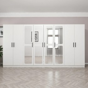 Resim Minar Kale 8 Kapak Aynalı 2 Çekmece Zincir Dolap - Beyaz 
