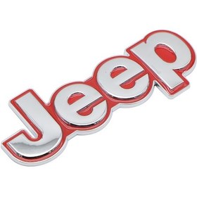 Resim Jeep Bagaj / Kaput Yazı Logo Gri Kırmızı Gölgeli Metal Hood Trunk 