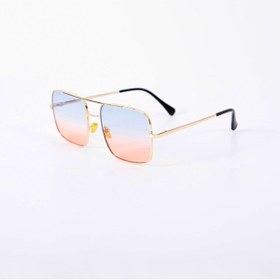 Resim BLUE MOON GLASSES Reynmen Unisex Pilot Model Gold Çerçeve Mavi Turuncu Degrade Cam Güneş Gözlüğü 