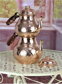 Resim 1 mm Kalın Middle İşlemeli Bakır Çaydanlık 