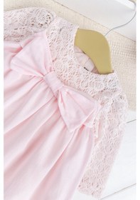 Resim Babymod Fiyonklu Dantelli Kız Bebek Elbise Pembe Şık Doğum Günü Özel Gün Bebek Elbise Pembe 