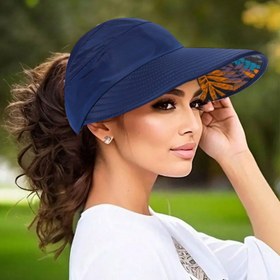 Resim Bohem tarzı geniş kenarlı güneş şapkası - Atkuyruğu deliği ile, nefes alabilen polyester, yaz aylarında dış mekan, düğün ve günlük giyim için mükemmel, 3 farklı renk seçeneği mevcuttur. 
