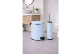 Resim Sas Haus Mavi 2'li Banyo Seti - Metal Çöp Kovası 3 Lt ve Wc Fırçası Takımı Elit 7200 