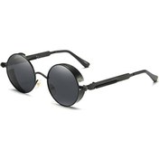 Resim Retro Vintage Steampunk Gothic Tarz Yuvarlak Güneş Gözlüğü Siyah 