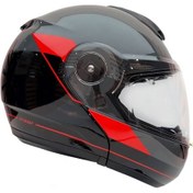 Resim Zeus ZS-3050 BE7 Grey Red Çene Açılır Kask 