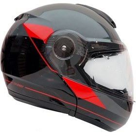 Resim Zeus ZS-3050 BE7 Grey Red Çene Açılır Kask 