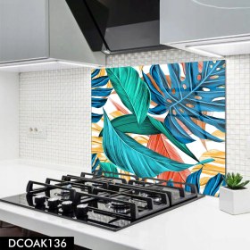 Resim Olinpa Cam Ocak Arkası Koruyucu | Renkli Yaprak Desenli 