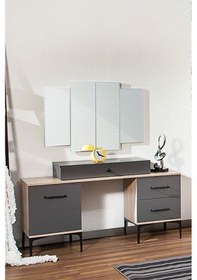 Resim Modalife Milano Aynalı Çift Çekmeceli Şifonyer Bitter 