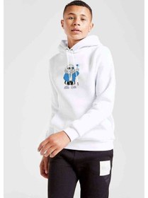 Resim Undertale Sans Baskılı Unisex Çocuk Kapüşonlu Beyaz Sweatshirt (528982840) Beyaz 