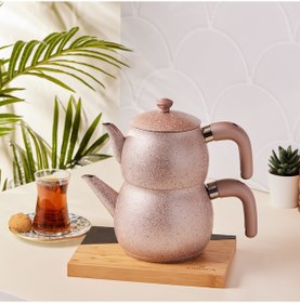 Resim Karaca Biogranit Steel Plus Midi Çaydanlık Takımı Bakalit Kulp Rose 