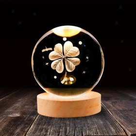 Resim MR Shopping Mr Çocuklar Için 3D Kristal Cam Küre, Ahşap Soketli Gece Lambası,led, Gece Lambası,harika Bir Hediye Hediyelik Masa Lambası 