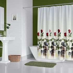 Resim Banyo Duş Perdesi 12005 120x200 Perde Borusu Askı Aparatı 90x130 Hediyeli 