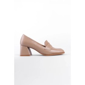 Resim Capone Outfitters Küt Burunlu Orta Topuklu Loafer Kadın Ayakkabı 
