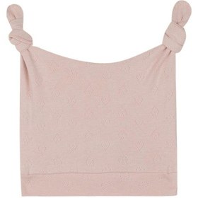 Resim Antebies Organik Pembe Kalp Jakarlı Bağlamalı Kız Bebek Şapka 
