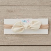 Resim Babygiz El Yapımı Yumuşak Stil Ince Bağlamalı %100 Doğal Pamuklu Penye Bebek Çocuk Kız Bandana Bej 