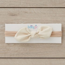 Resim Babygiz El Yapımı Yumuşak Stil Ince Bağlamalı %100 Doğal Pamuklu Penye Bebek Çocuk Kız Bandana Bej 