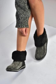 Resim Fox Shoes V250014702 Platin Süet Tüylü Kadın Bot Platin-süet 