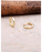 Resim Altın Yaldızlı Gümüş 12 Mm Halka Küpe 5144 