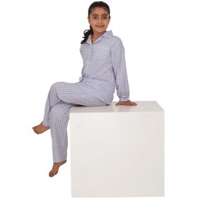 Resim The Don Açık Mavi Lacivert Ekose Kız Çocuk Pijama Takımı (9-14 Ya 