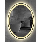 Resim Global Led Mirror 55X75 cm Kumlamalı Elips Ledli Ayna Banyo Aynası Dekoratif Ayna Boy Ayna Salon Duvar Ayna 