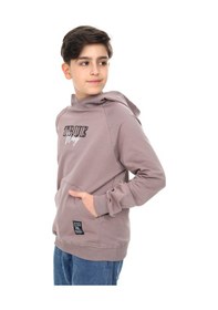 Resim Toontoy Kids Toontoy Erkek Çocuk Relax Fit Kapüşonlu Cepli Reglan Kol Baskılı Sweatshirt - 2 İplik Kahve 