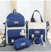 Resim Fochsia 5 Parça Okul Sırt Çantası Koyu Mavi Kolej Genç Kız Erkek Çocuk Gezi Sırt Çantası - Siyah 