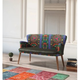 Resim Vistaso Etnik Desen Yeşil Çay Seti Ikili Koltuk (Salon, Balkon, Ofis) 