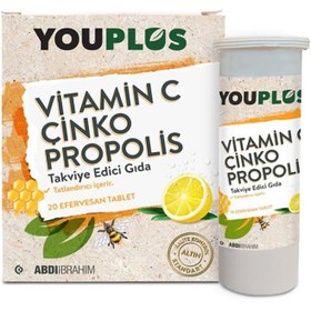 Resim Youplus Vitamin C Çinko Propolis 20 Efervesan Tablet 