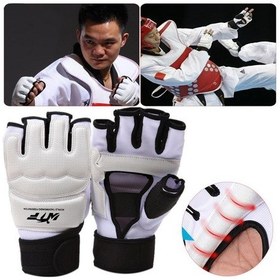 Resim 1 Çift Tekvando Mücadele El Koruyucusu Dövüş Sanatları Spor Koruma Boks Eldiveni Beyaz 