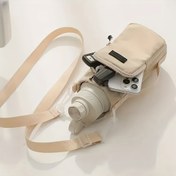 Resim Uniseks Siyah Çapraz Vücut Su Şişesi Taşıyıcı Ayarlanabilir Kayışlı ve Çok Bölmeli - Seyahat için Eller Serbest Taşınabilir Telefon Kılıfı, Yürüyüş, Bisiklet Aksesuarları 